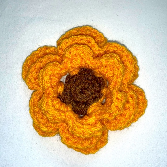 Crocheted Sunflower Dog Collar Flower Triple Layer - Picture 4 of 6